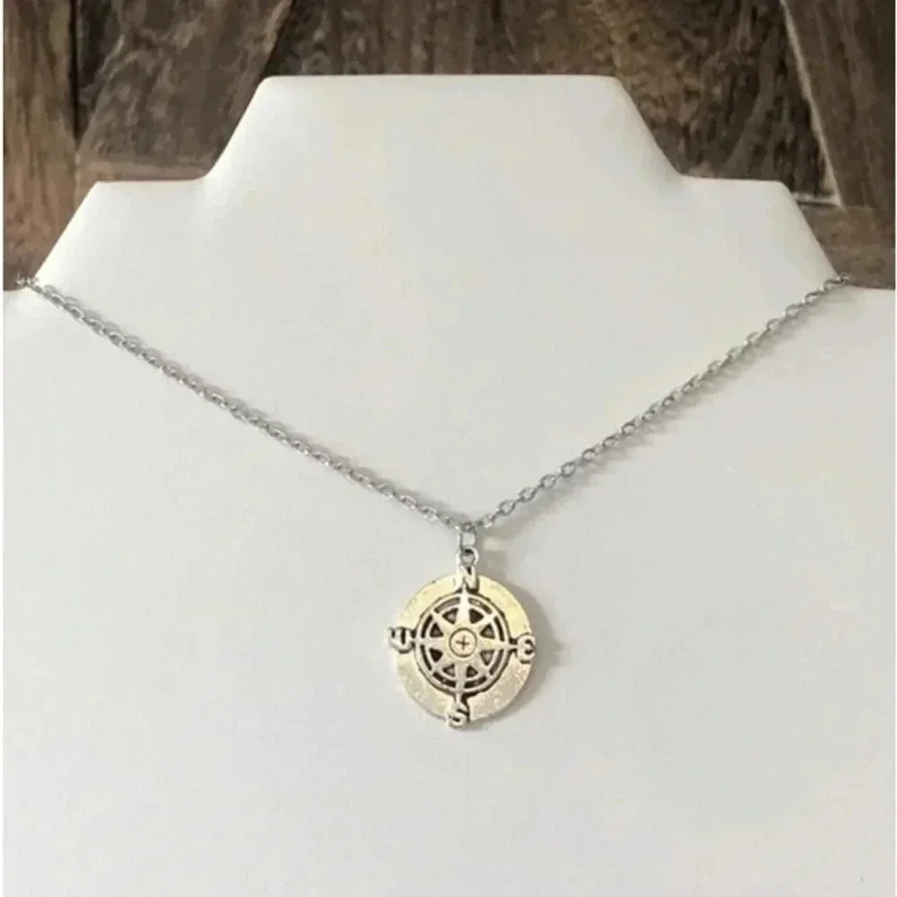 Compass NSEW Handmade Stainless Steel Necklace NWT